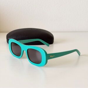New! Ferragamo Teal Sunglasses, SF1046S 300, Authentic